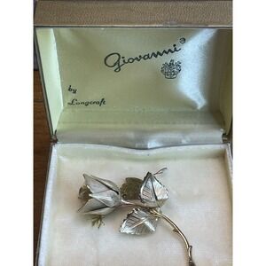 Vintage Giovanni 1960's "Legend of the Christmas Rose" Gold Toned Brooch And Box